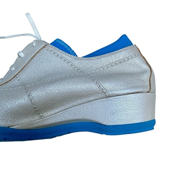 Thierry Rabotin Metallic Leather Wedge Sneakers Blue Sole Made in Italy Size 39 - Picture 8 of 12